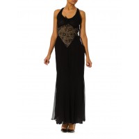 MORPHEW ATELIER Black Sheer Silk Chiffon & 1930S Lace Backless Gown