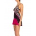 MORPHEW COLLECTION Black & Pink Silk Twill Leopard Flower Printed Dress Made From Vintage Scarf