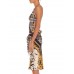 MORPHEW COLLECTION Black, White & Gold Silk Twill Status Print Scarf Dress Made From Vintage Scarves